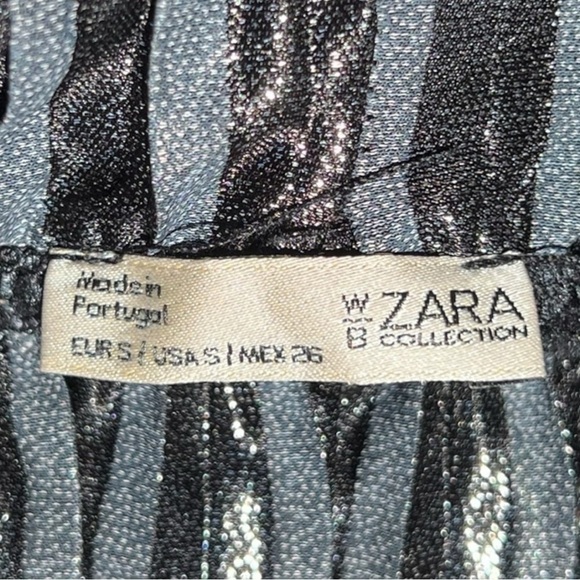 🌻W&B Zara Collection Metallic Accordion Pleated Midi Skirt Size Small - Picture 7 of 8
